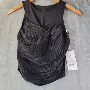 Tavi Active Pleated Bra Tank Ebony Black XS NWT Yoga Pilates Barre Sporty Active
